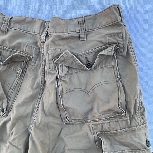 Men's Levi's Black Cargo S40196 Shorts Size 36 kaki Multi Pockets Hiking Grunge - Picture 11 of 14